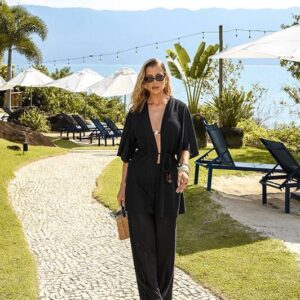 Kimono com amarração Deep Preto