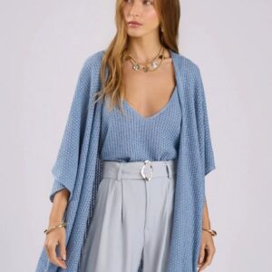 Kimono Rendado Azul Tamanho Único